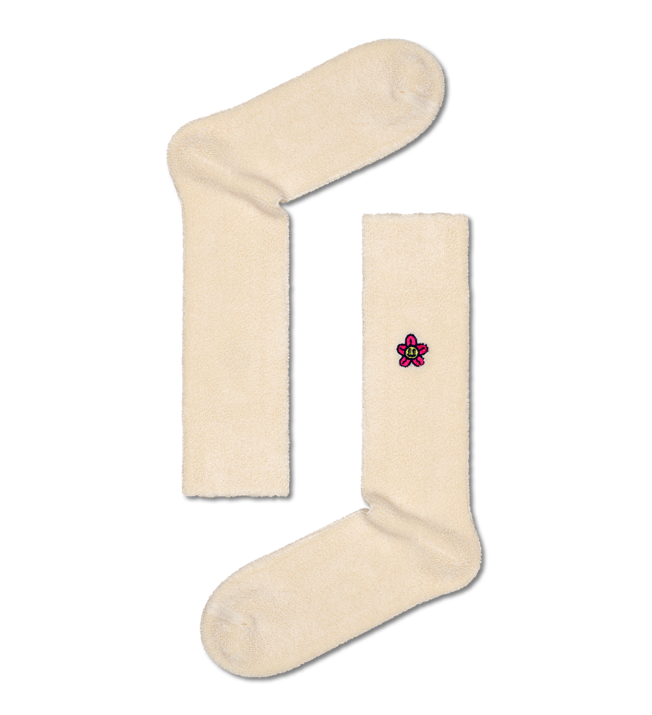 Embroidered Flower Crew Sock