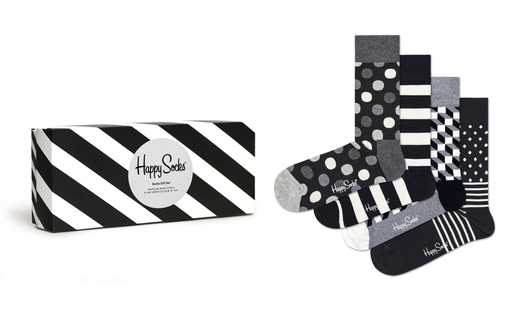 4-Pack Classic Black &amp; White Socks Gift Set-XCBW09-9150